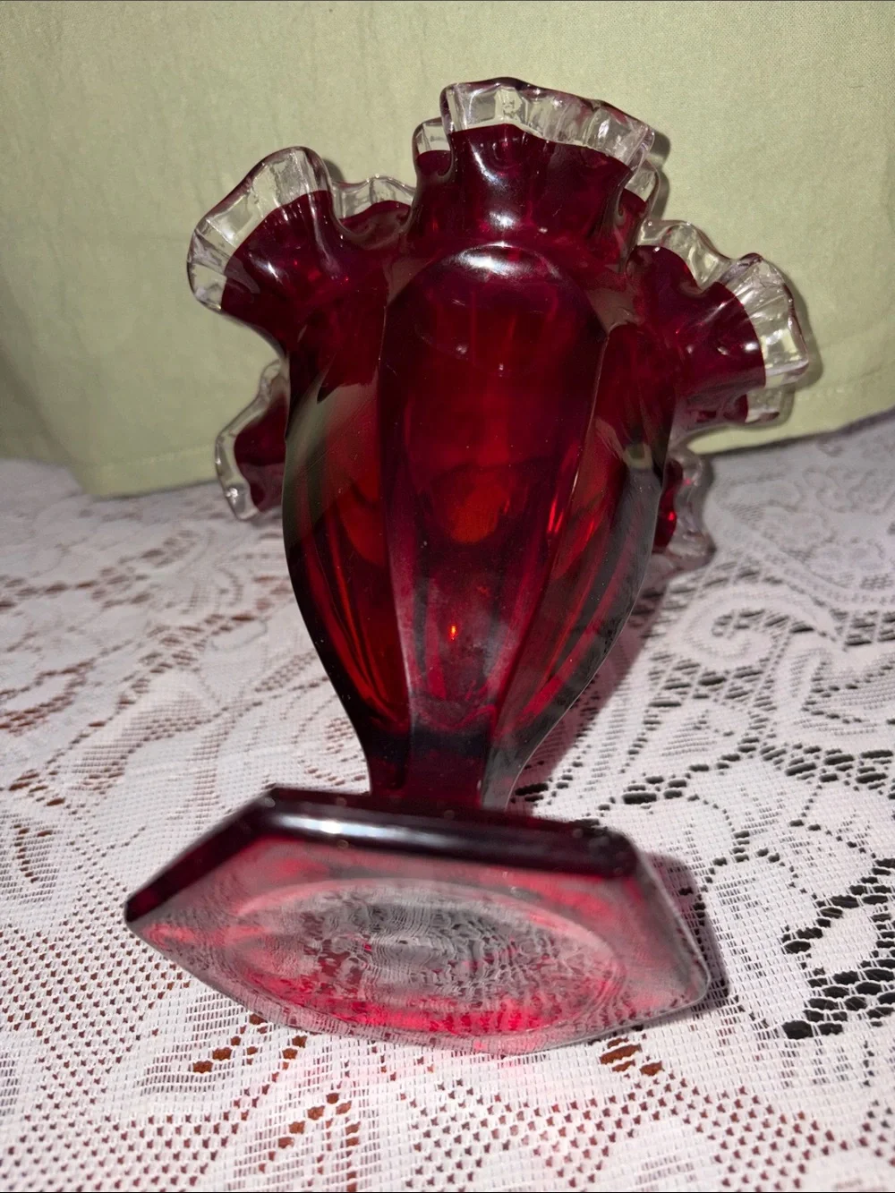 Fenton Ruby Red Glass Vase -